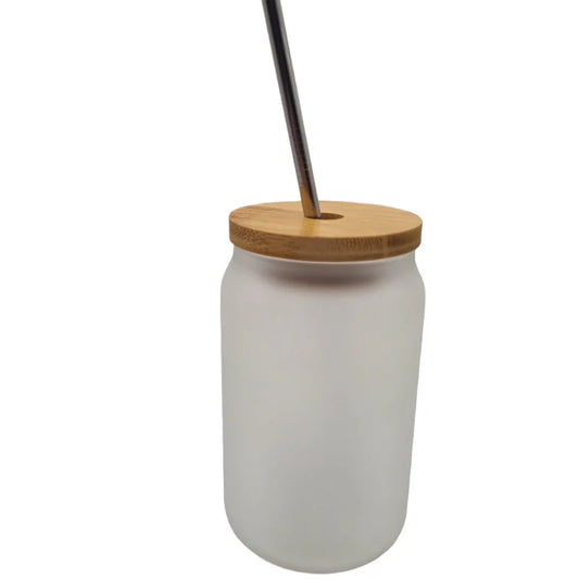 400ml Frosted Glass with Bamboo Lid
